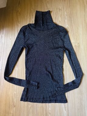 Weekday Black Metallic Turtleneck Sweater